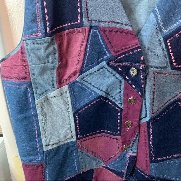Handmade Vintage Patchwork Denim Vest - Picture 3 of 8